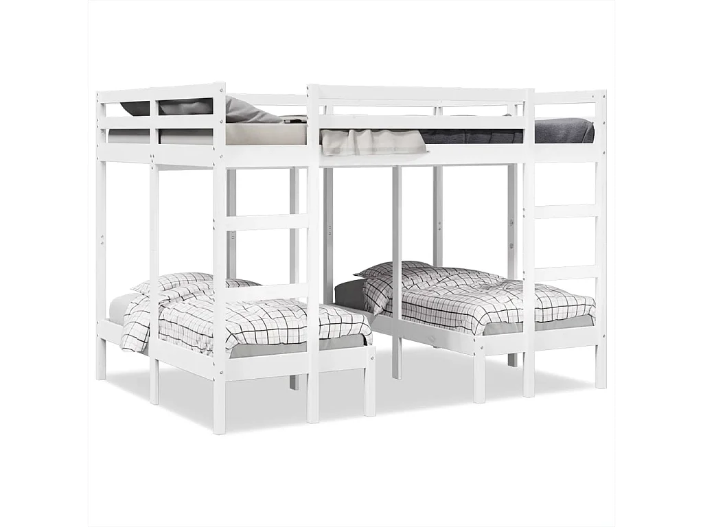 Lit superposé triple blanc 140x200/70x140 cm bois de pin massif