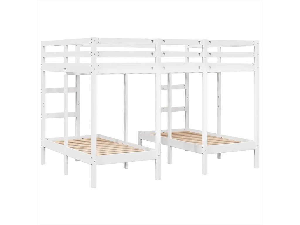 Lit superposé triple blanc 140x200/70x140 cm bois de pin massif