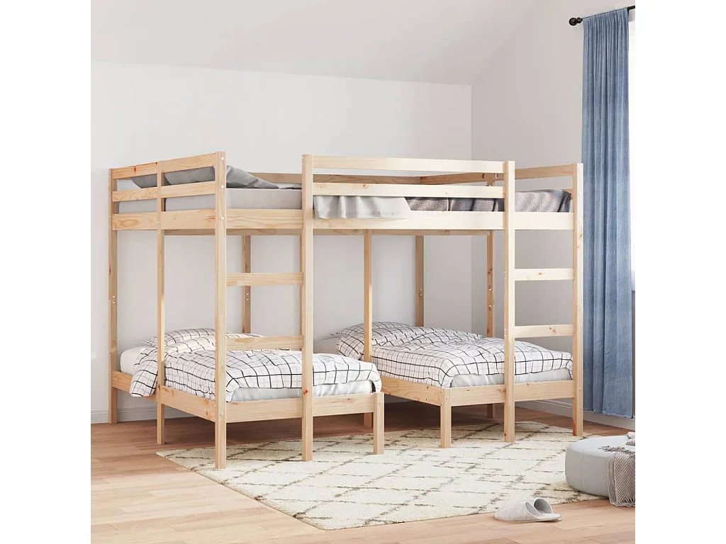 Lit superposé triple 140x200/70x140 cm bois de pin massif