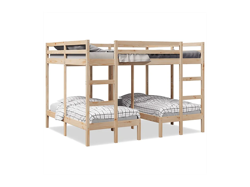 Lit superposé triple 140x200/70x140 cm bois de pin massif