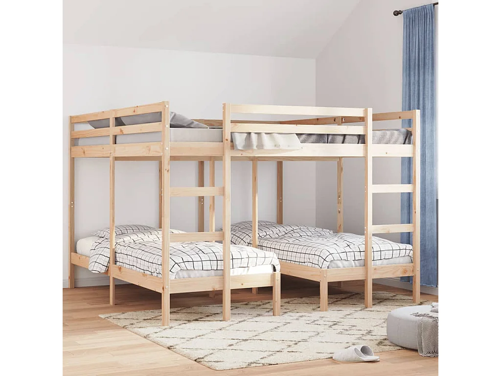 Stapelbed 3-voudig massief grenenhout 200x200/80x200 cm