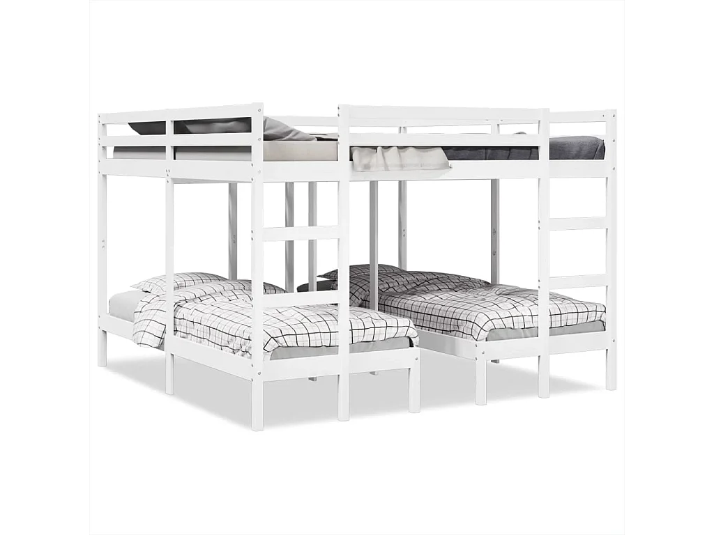 Stapelbed 3-voudig grenenhout wit 200x200/80x200 cm