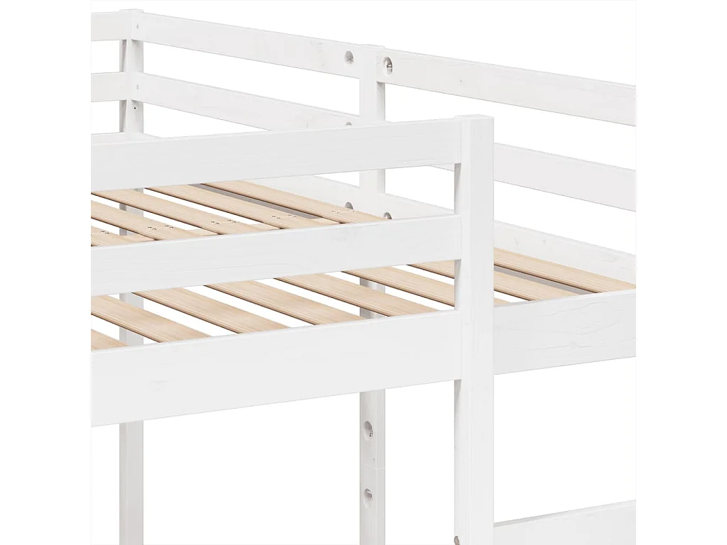 Litera triple madera maciza de pino blanca 140x200/70x140 cm