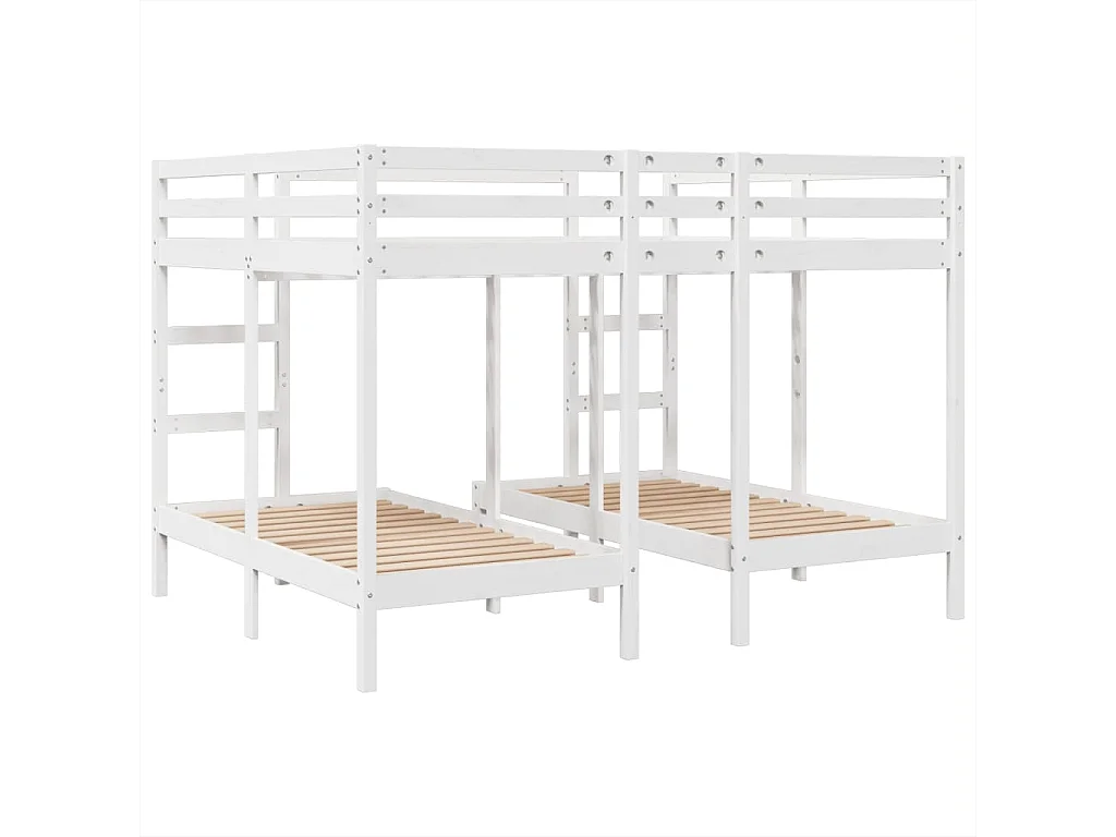 Lit superposé triple blanc 140x200/70x140 cm bois de pin massif