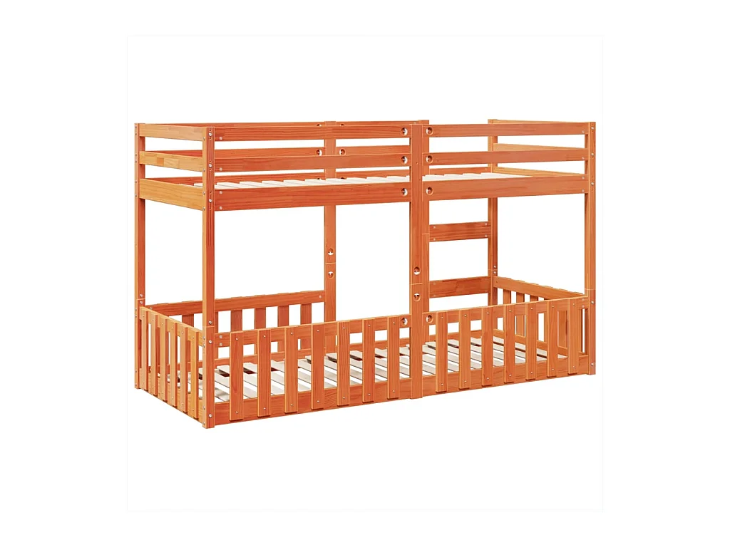 Lit superposé cire marron 80x200 cm bois de pin massif