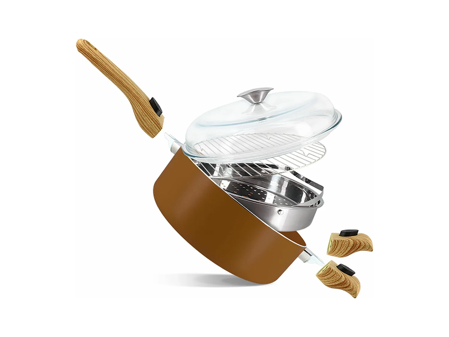 Set 3 poeles triply en acier inoxydable induction 20/24 et 28cm - made in france
