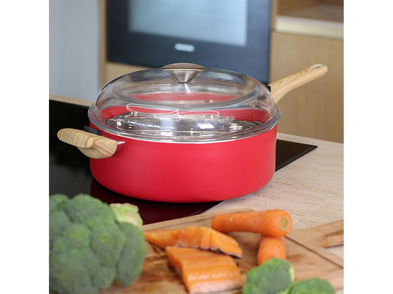 Menastyl - Set Culinaire Multi- Usage Magenta 28cm En Aluminium Recycle