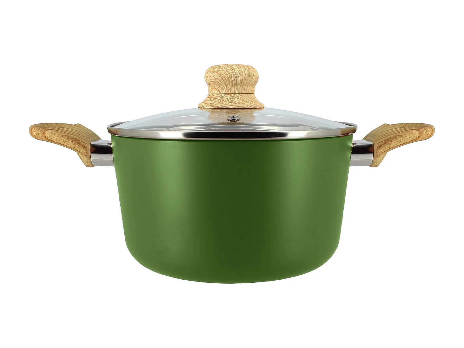 Menastyl - Faitout Colorama 20cm Aluminium Recycle Olive Avec Couvercle En Verre