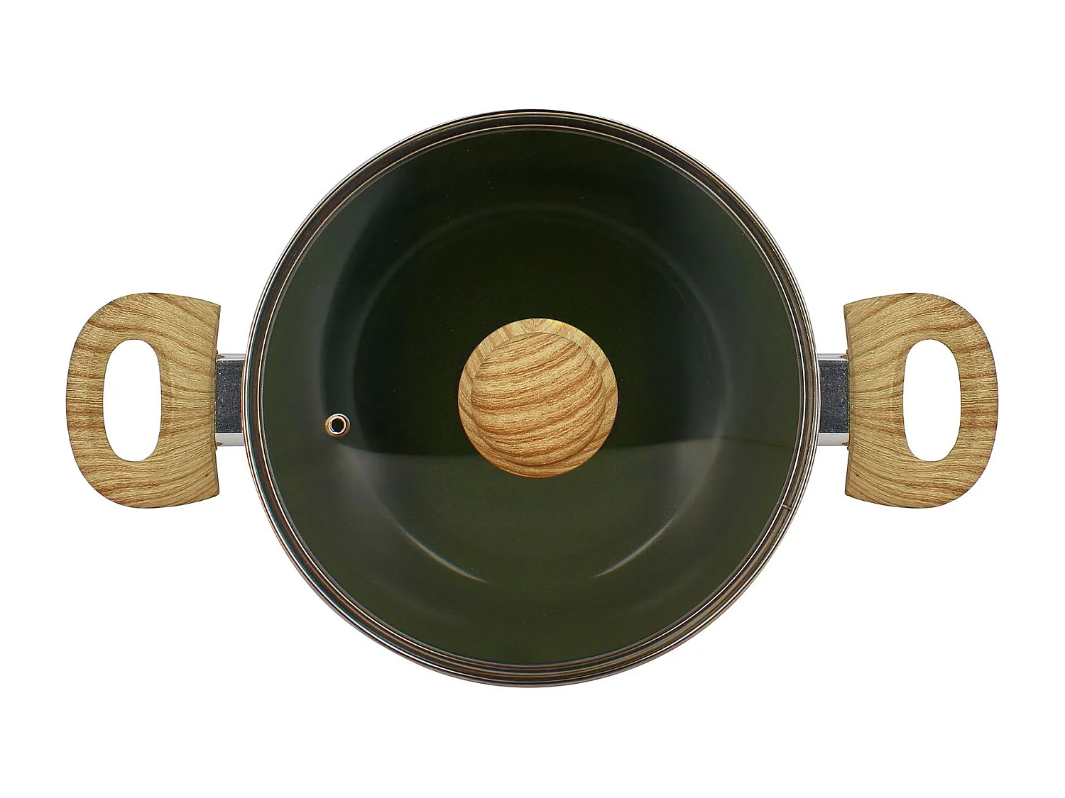 Menastyl - Faitout Colorama 20cm Aluminium Recycle Olive Avec Couvercle En Verre