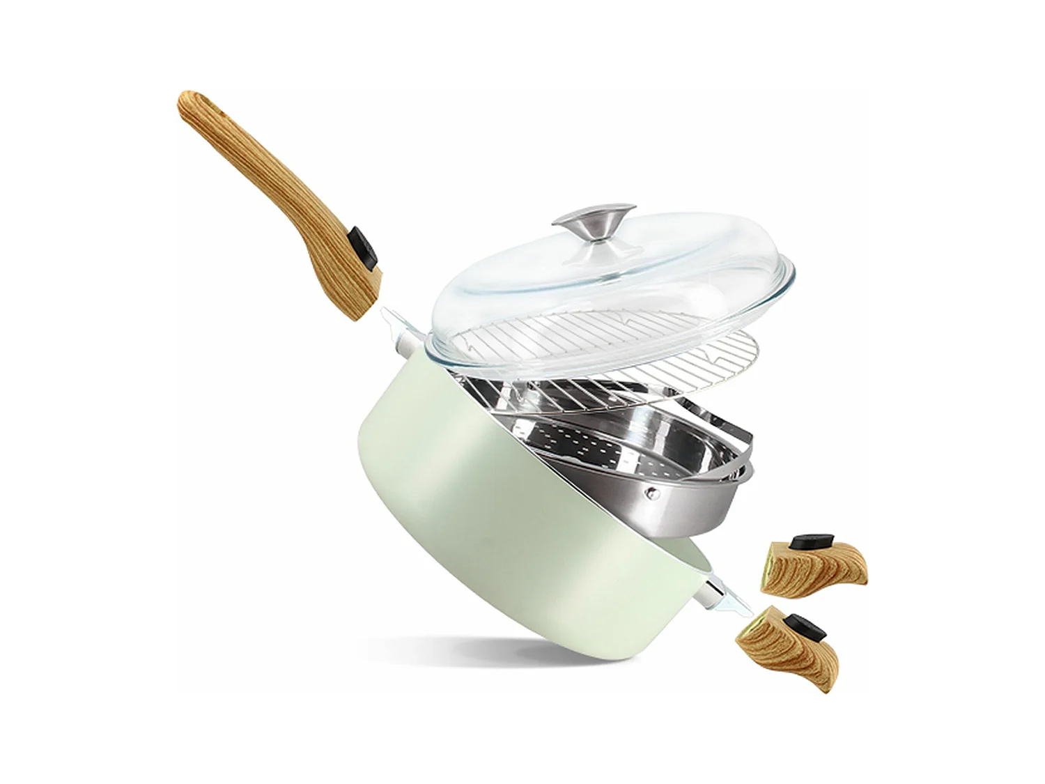 Set 3 poeles triply en acier inoxydable induction 20/24 et 28cm - made in france