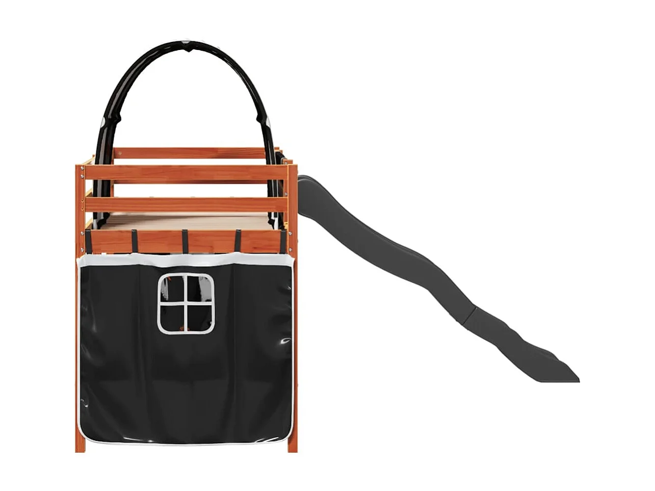 Lit mezzanine enfants et tunnel blanc/noir 80x200cm pin massif