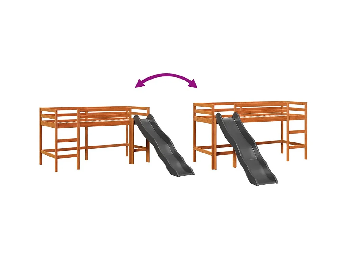 Lit mezzanine d'enfants sans matelas 90x190 cm bois pin massif