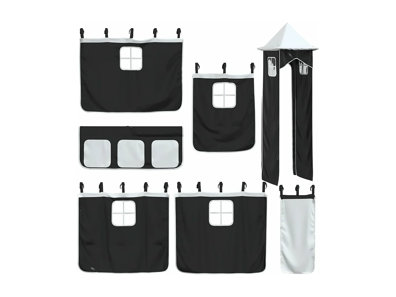 Lit mezzanine enfants avec tour blanc/noir 80x200cm pin massif