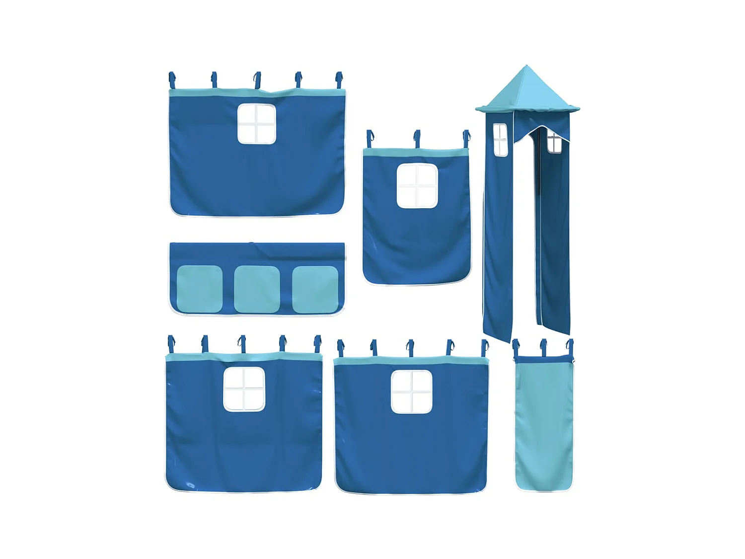Lit mezzanine enfants avec tour bleu 90x190 cm bois pin massif