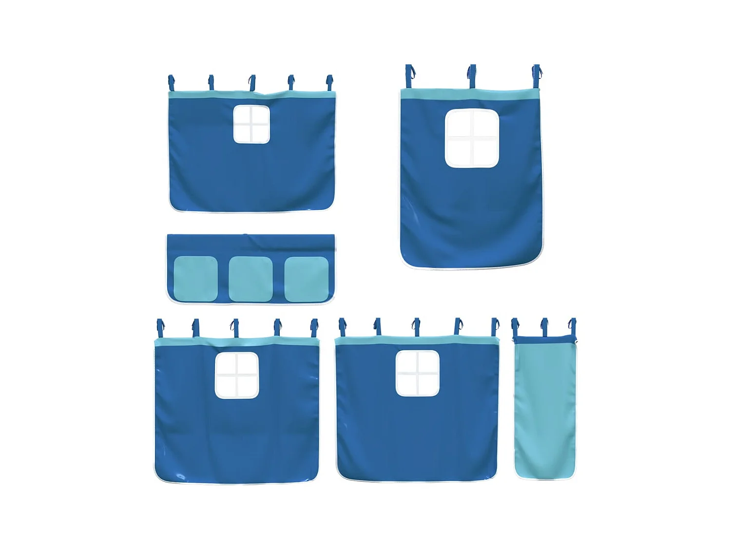 Lit mezzanine enfants et rideaux bleu 80x200cm bois pin massif