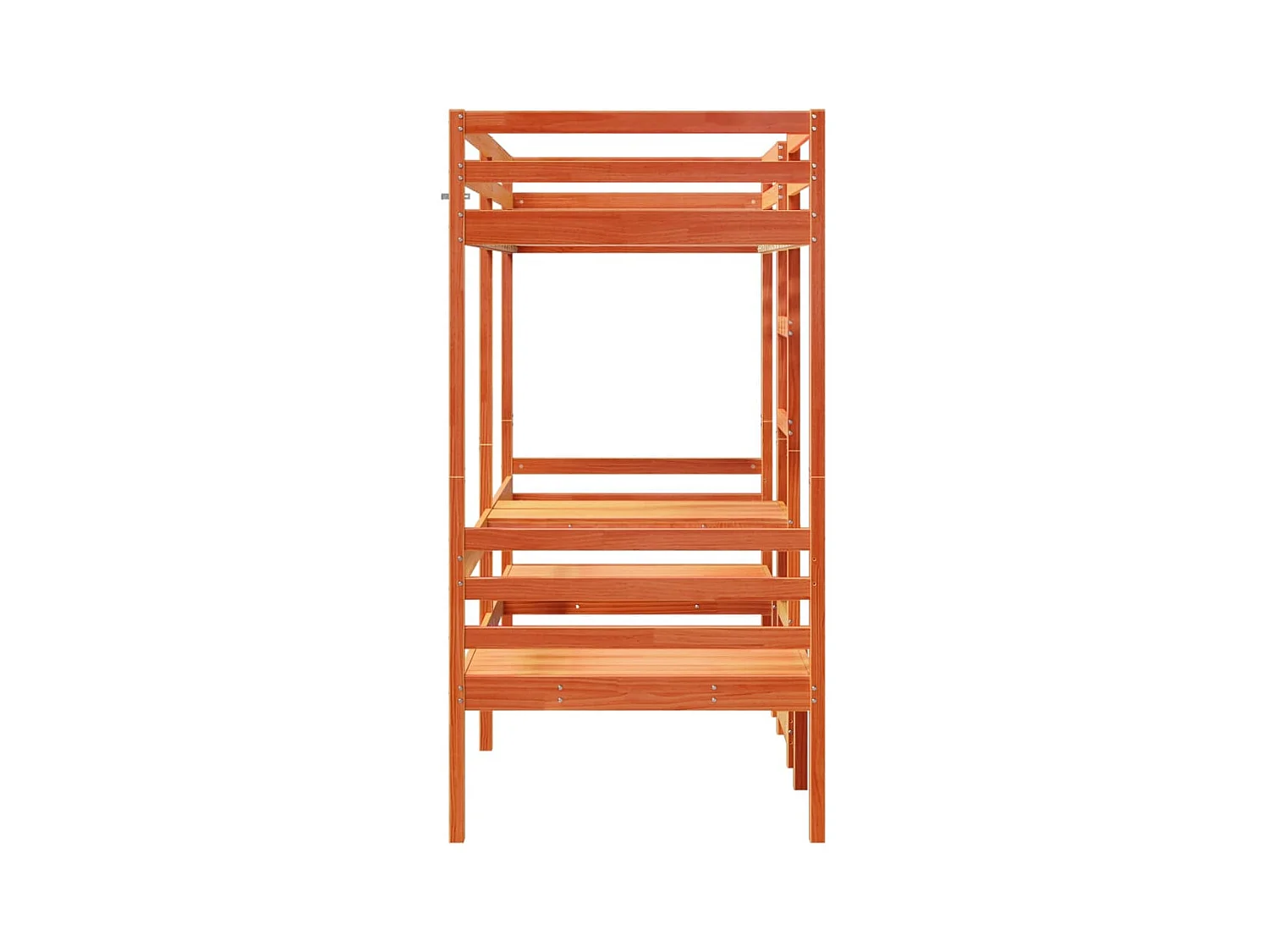 Lit mezzanine avec bureau et chaises brun cire 80x200 cm pin