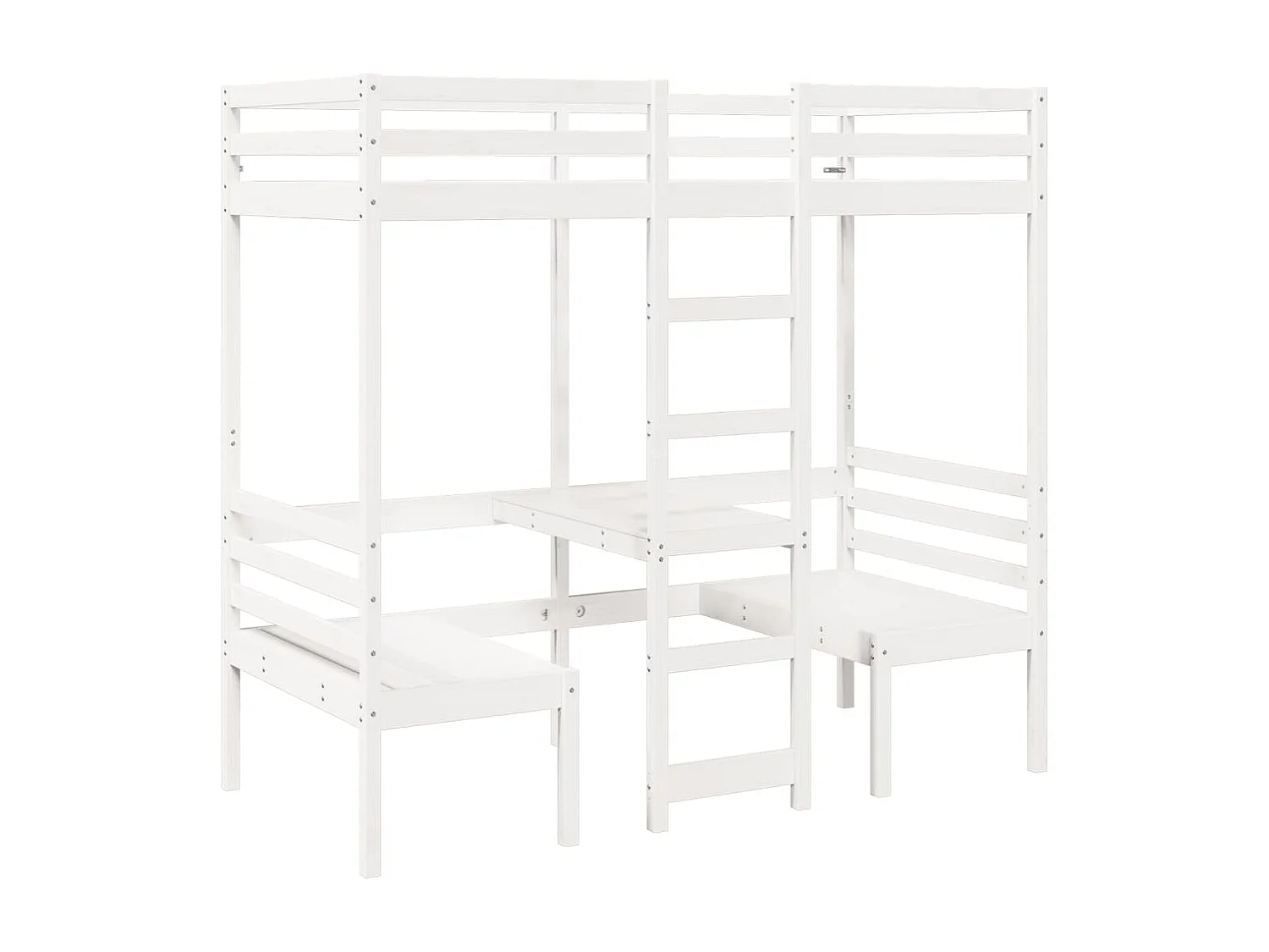Lit mezzanine avec bureau et chaises blanc 90x200 cm pin massif