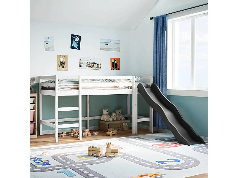 Lit mezzanine d'enfants sans matelas 80x200 cm bois pin massif