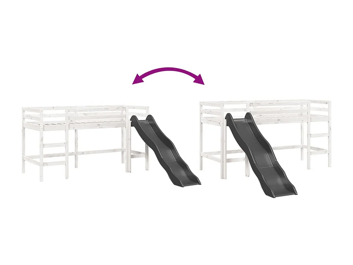 Lit mezzanine d'enfants sans matelas 80x200 cm bois pin massif