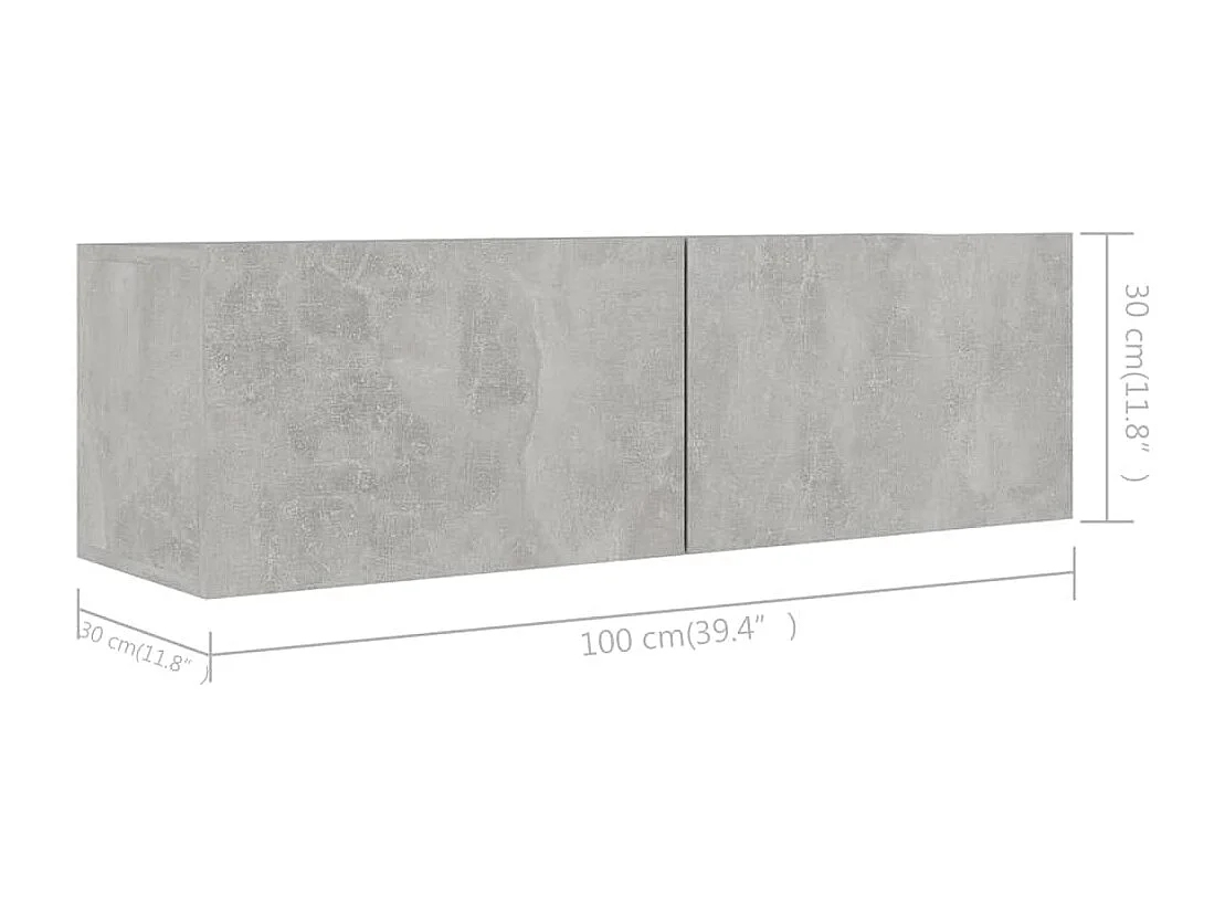 Ensemble de meuble TV 4 pièces Gris béton Aggloméré