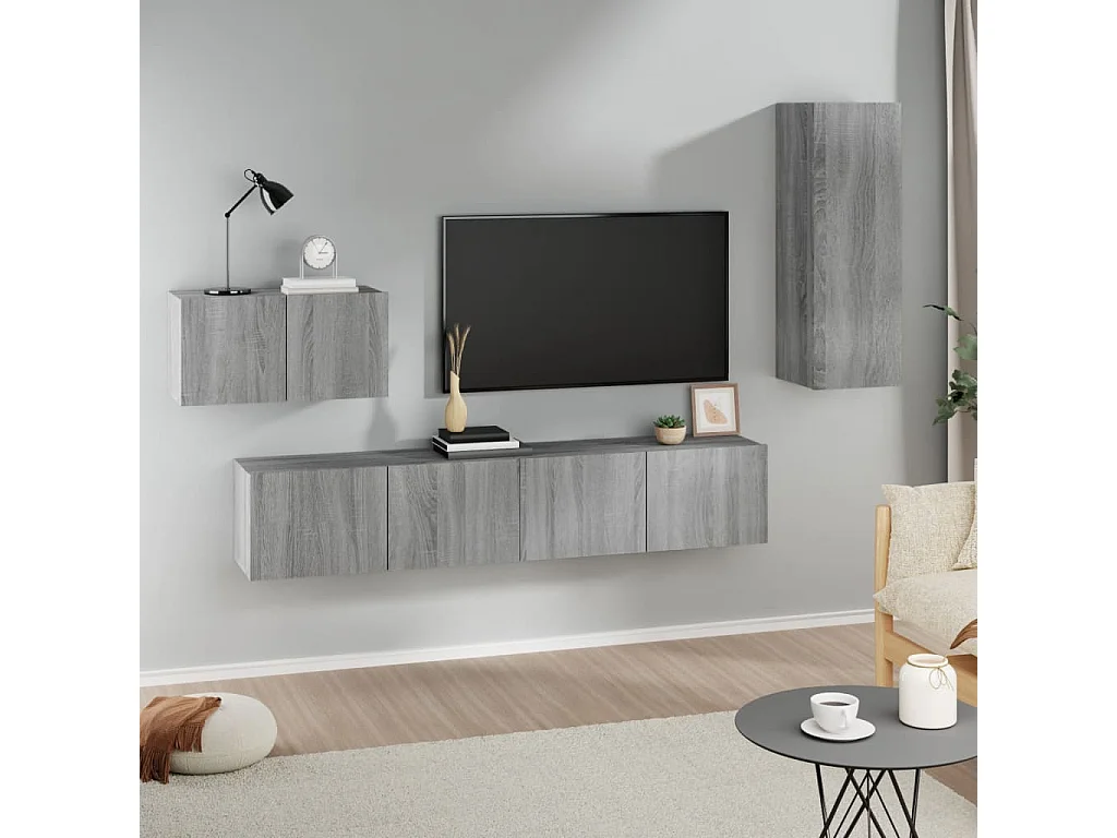 Ensemble de meubles TV 4 pièces Sonoma gris Bois d'ingénierie