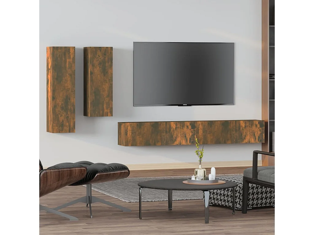 Ensemble de meubles TV 4 pièces Chêne fumé Bois d'ingénierie
