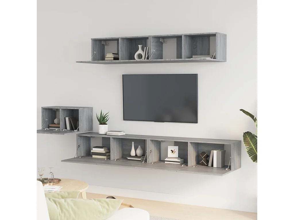 Ensemble de meubles TV 5 pièces Sonoma gris Bois d'ingénierie
