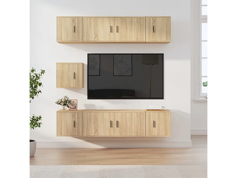 Ensemble de meubles TV 7 pièces Chêne sonoma Bois d'ingénierie