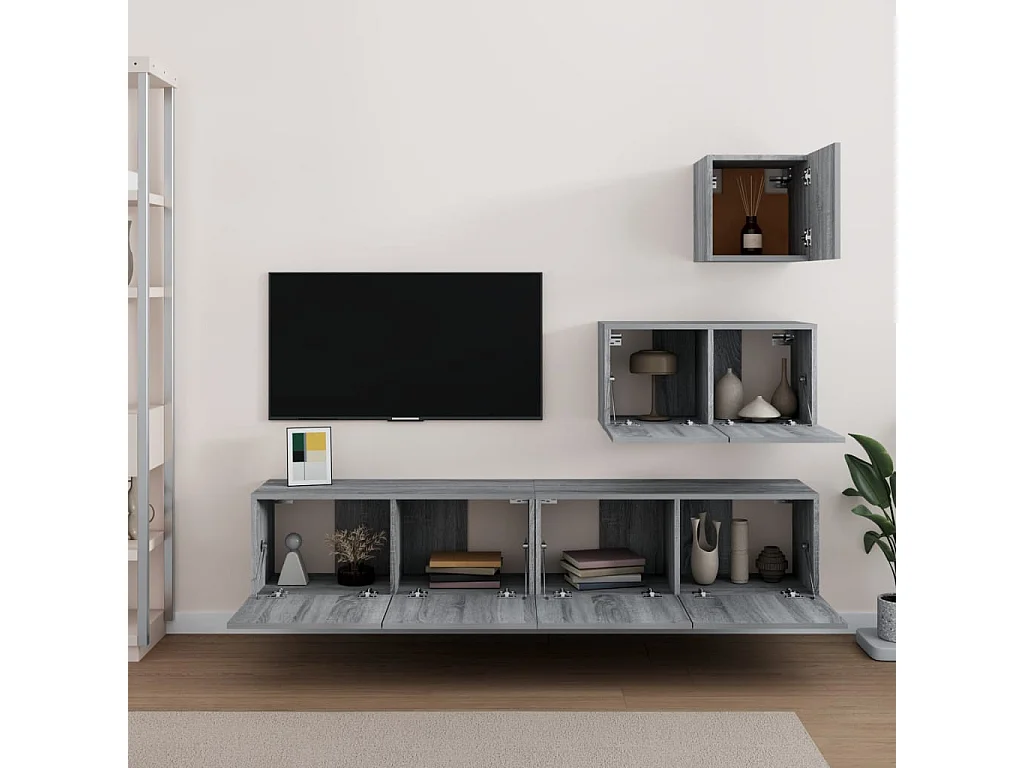 Ensemble de meubles TV 4 pièces Sonoma gris Bois d'ingénierie