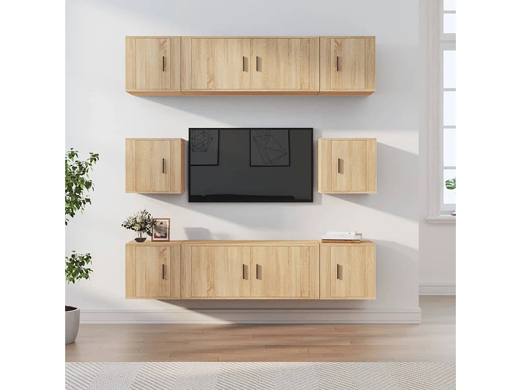 Ensemble de meubles TV 8 pièces Chêne sonoma Bois d'ingénierie