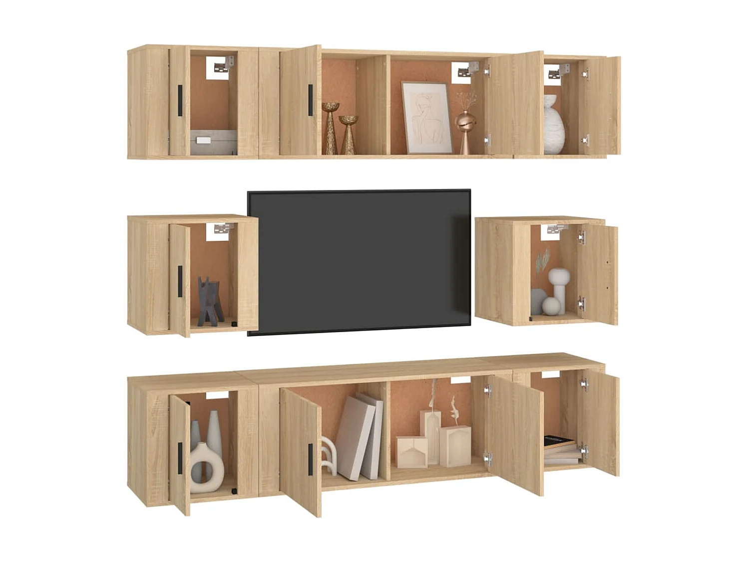 Ensemble de meubles TV 8 pièces Chêne sonoma Bois d'ingénierie