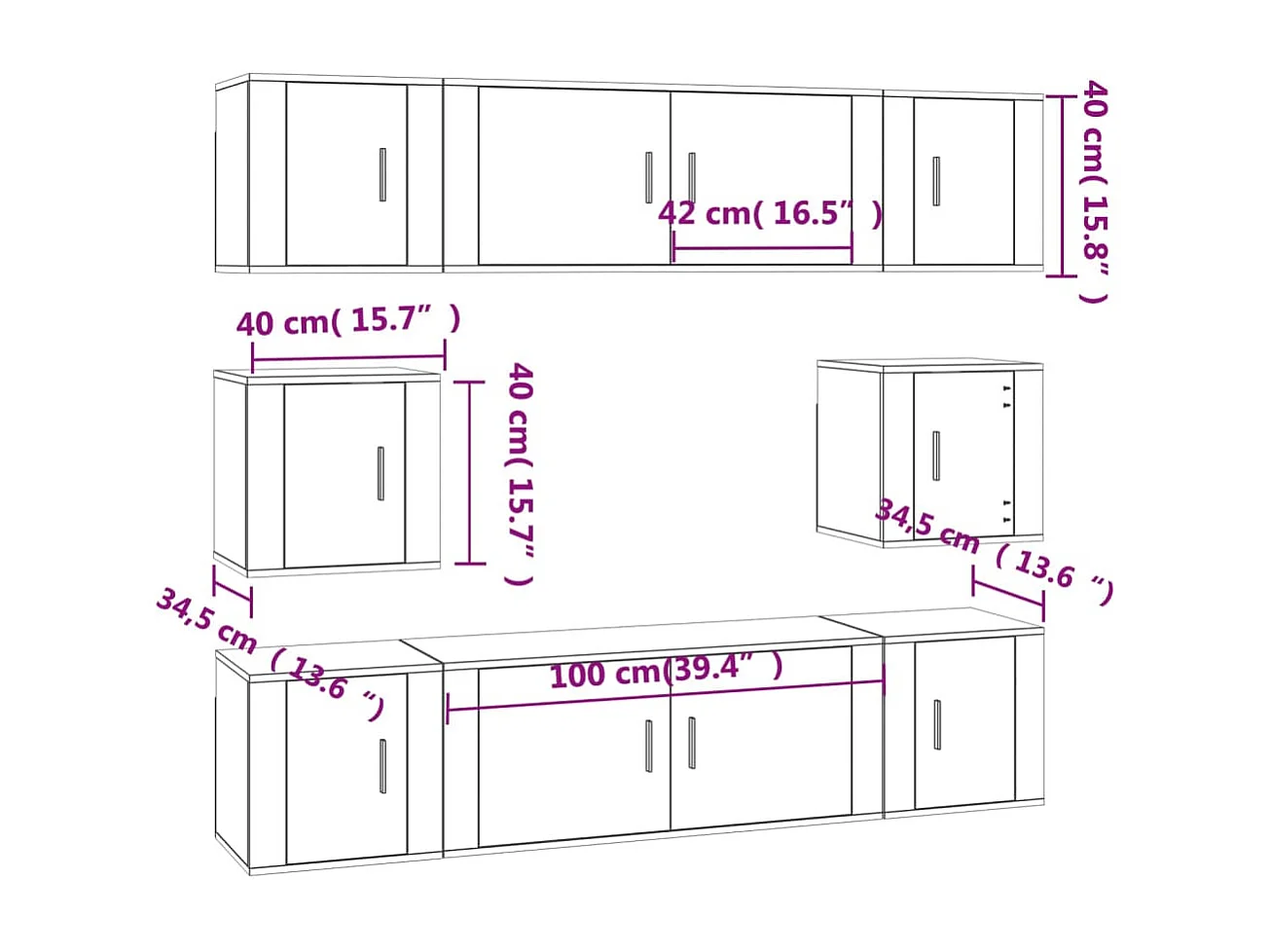 Ensemble de meubles TV 8 pièces Chêne sonoma Bois d'ingénierie