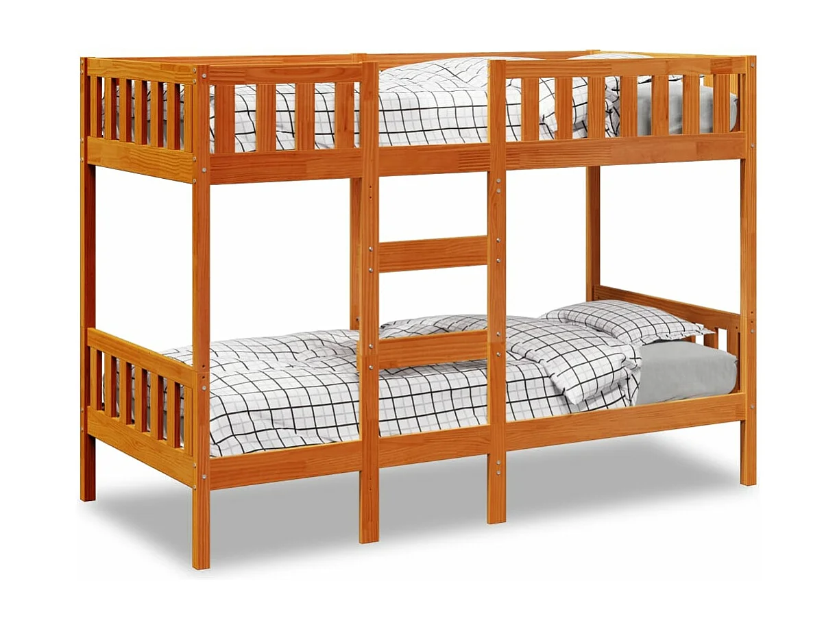 Lit superposé cire marron 90x200 cm bois de pin massif