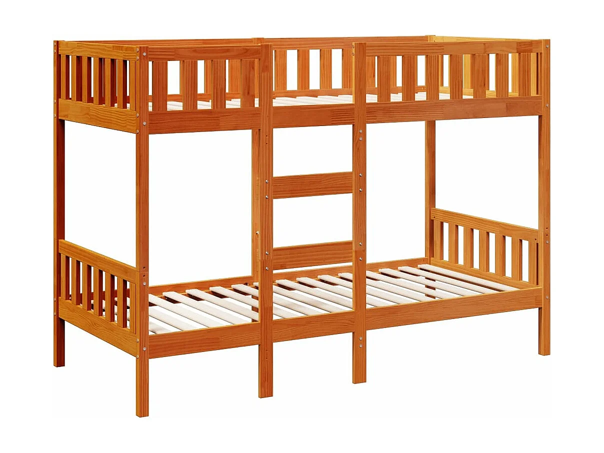 Lit superposé cire marron 90x200 cm bois de pin massif
