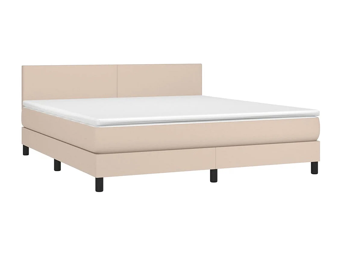 Sommier tapissier matelas LED Cappuccino 160x200 cm Similicuir