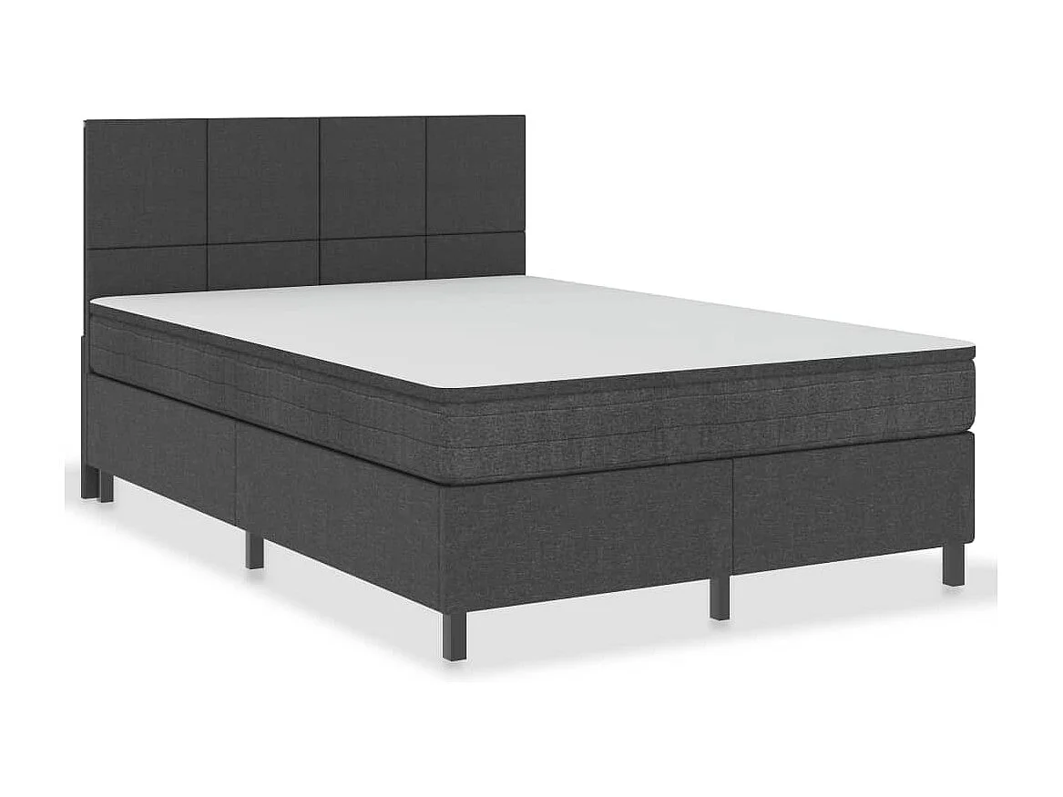 Cama box spring tela gris oscuro 140x200 cm