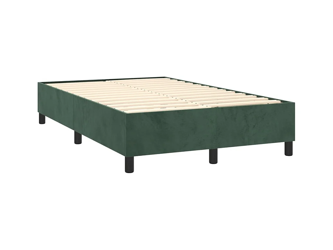 Sommier tapissier matelas et LED Vert foncé 120x200 cm Velours
