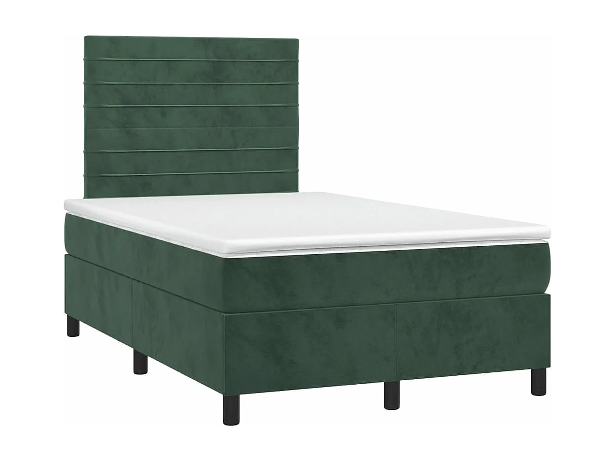 Sommier tapissier matelas et LED Vert foncé 120x200 cm Velours