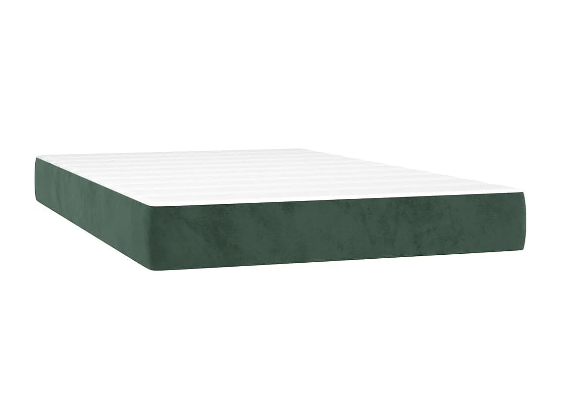 Cama box spring c/ colchão/LED 120x200 cm veludo verde-escuro