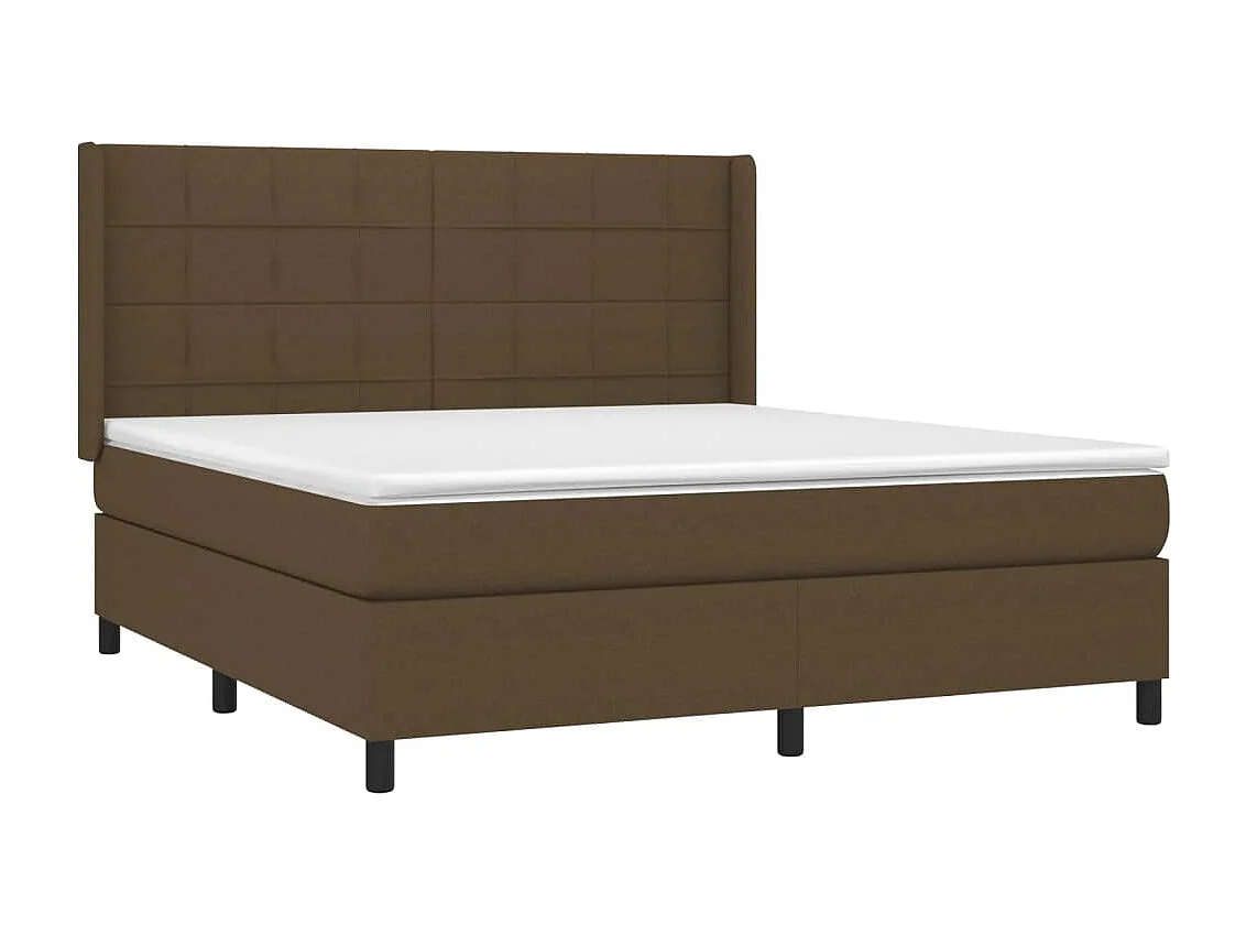 Sommier tapissier matelas et LED Marron foncé 160x200 cm Tissu
