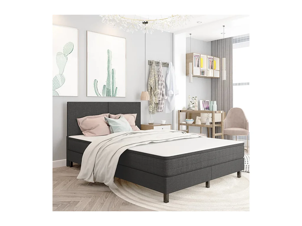 Estructura de cama Box Spring tela gris 140x200 cm