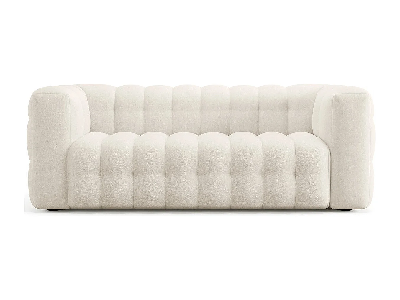 Canapé capitonné 3 places en tissu chenille beige clair- Cester