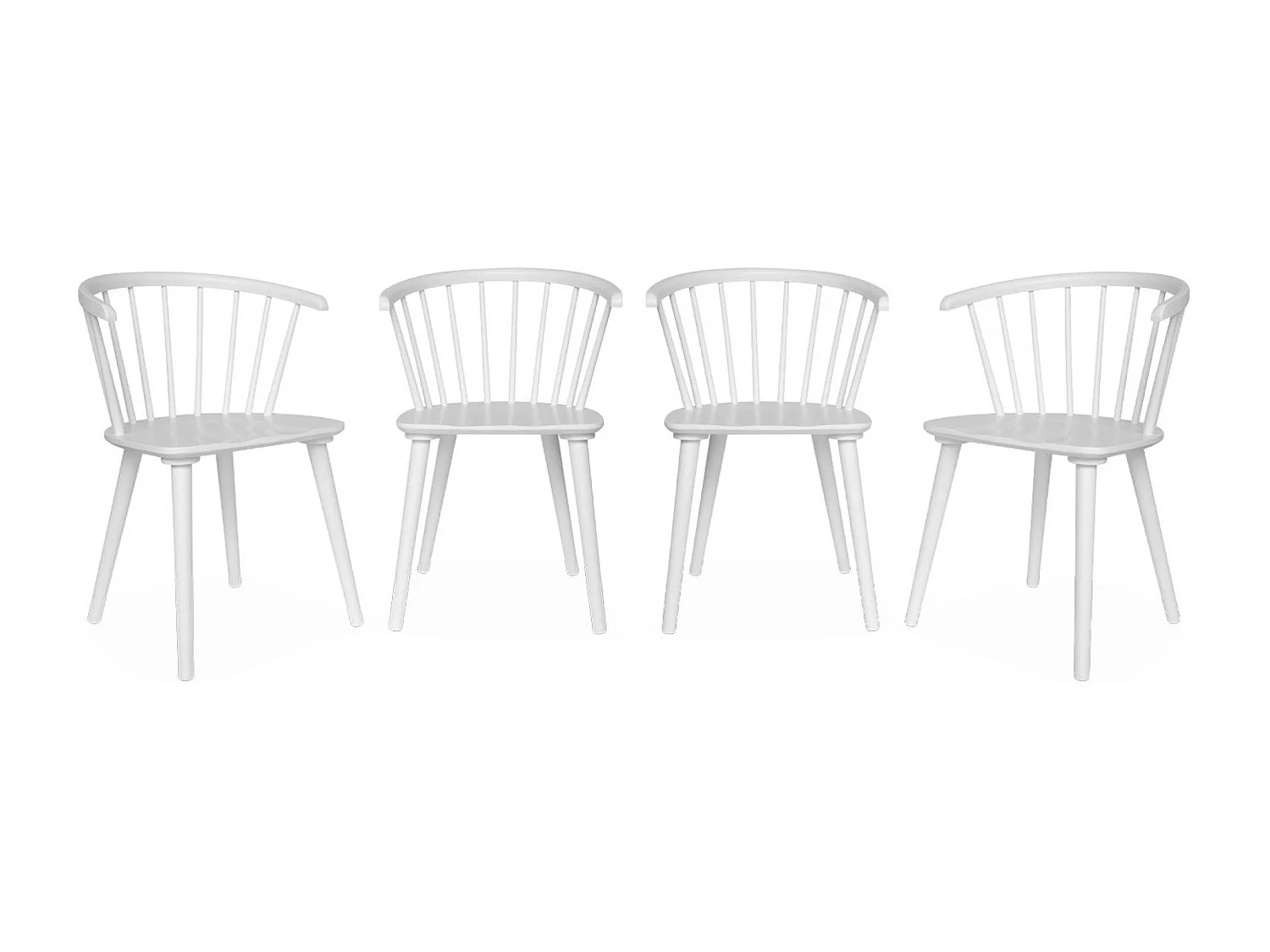 Set di 4 sedie in legno, bianco