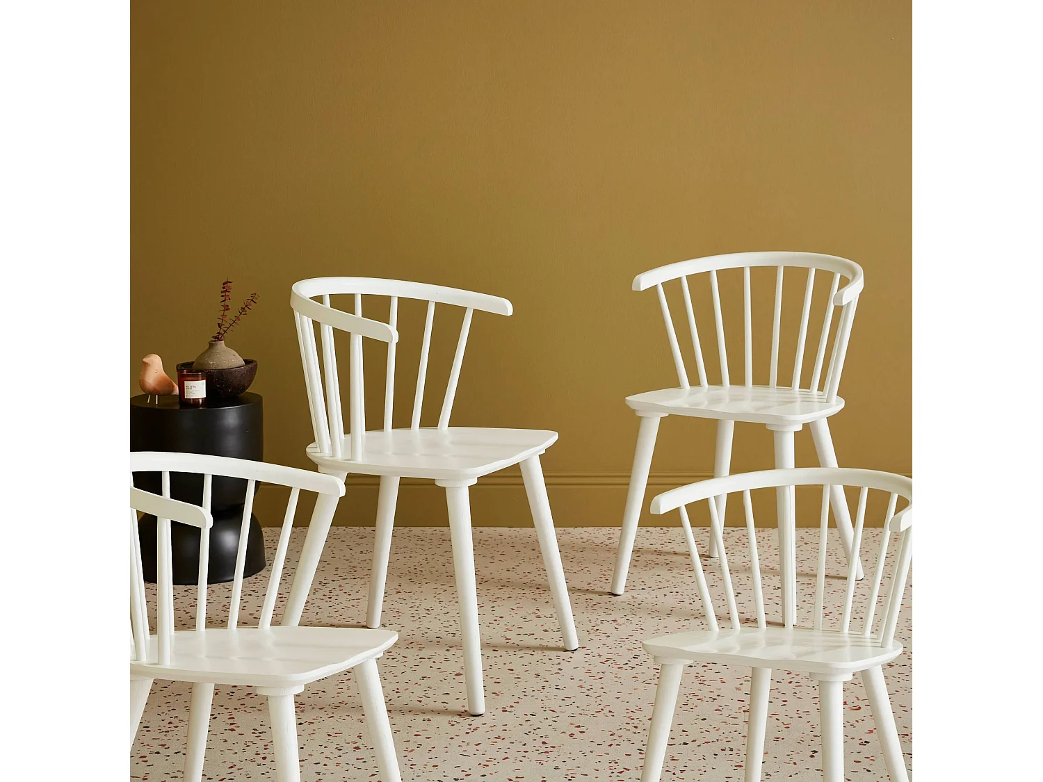 Set di 4 sedie in legno, bianco