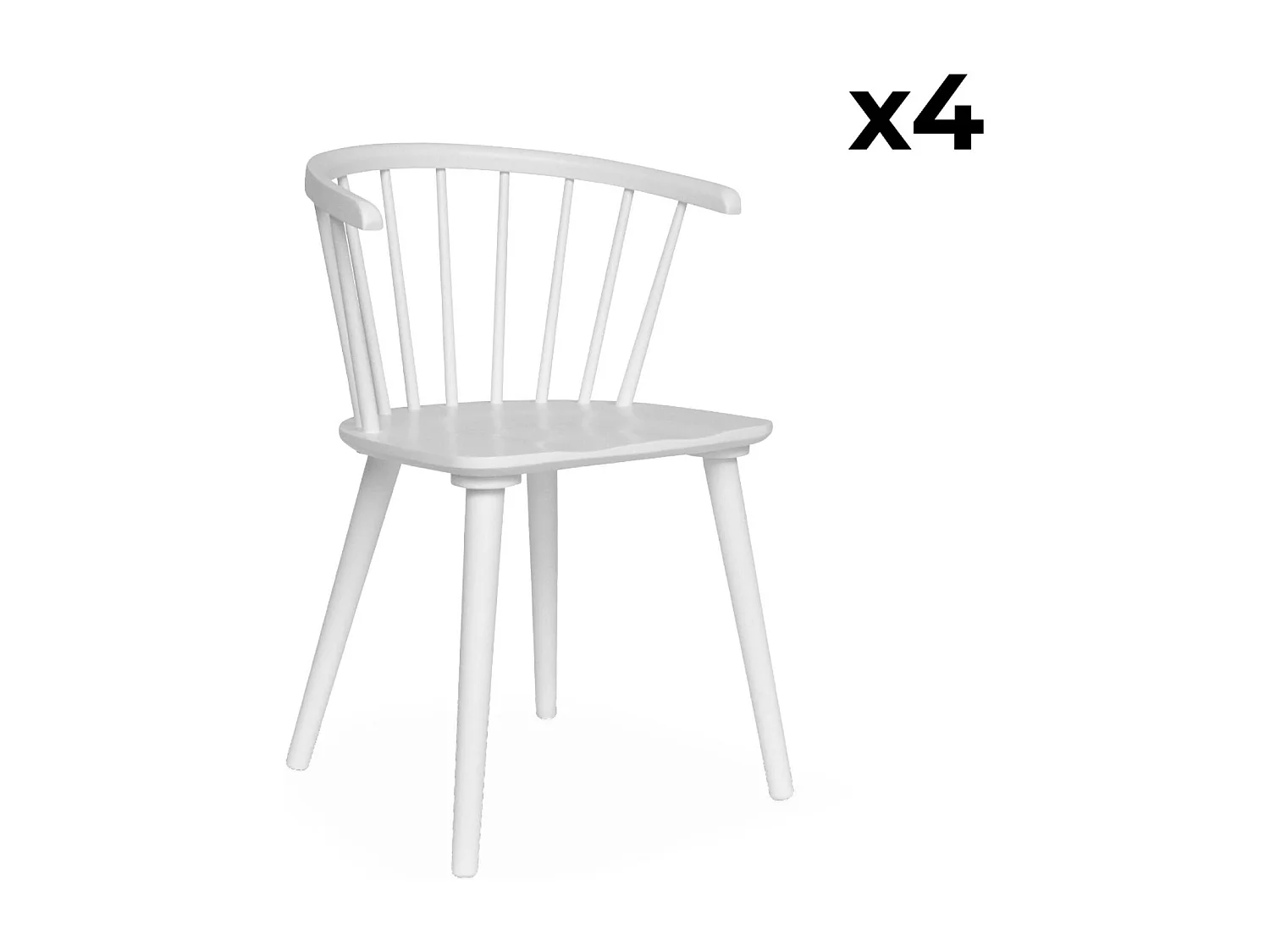 Set di 4 sedie in legno, bianco