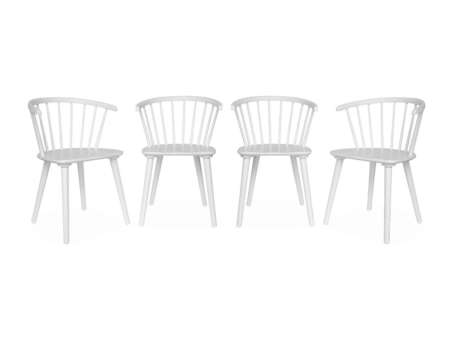 Set di 4 sedie in legno, bianco