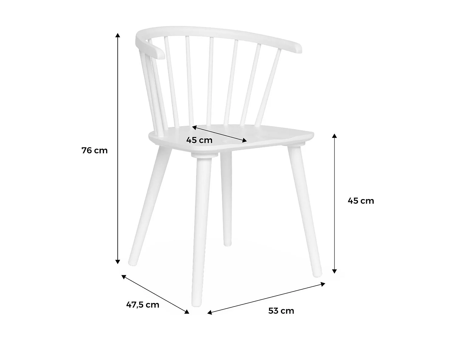 Set di 4 sedie in legno, bianco