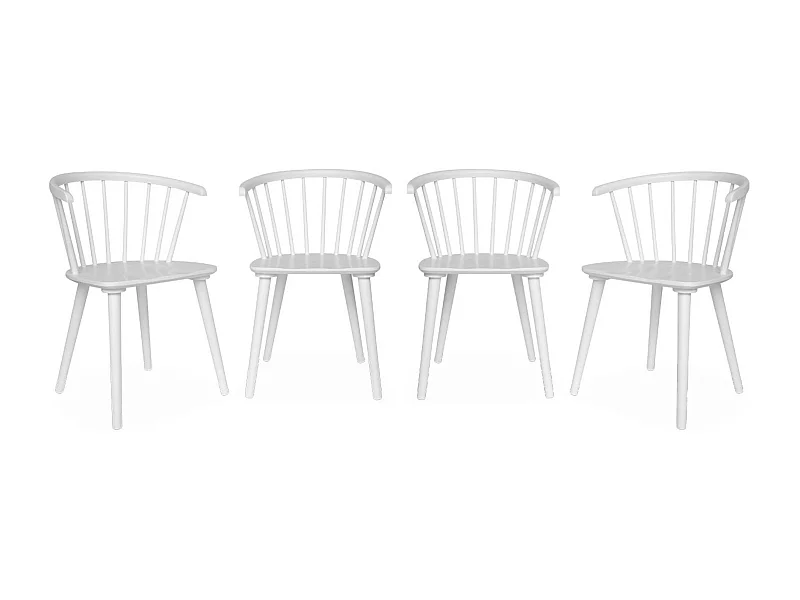Silla de bar de madera y contrachapado, set de 4 blanco