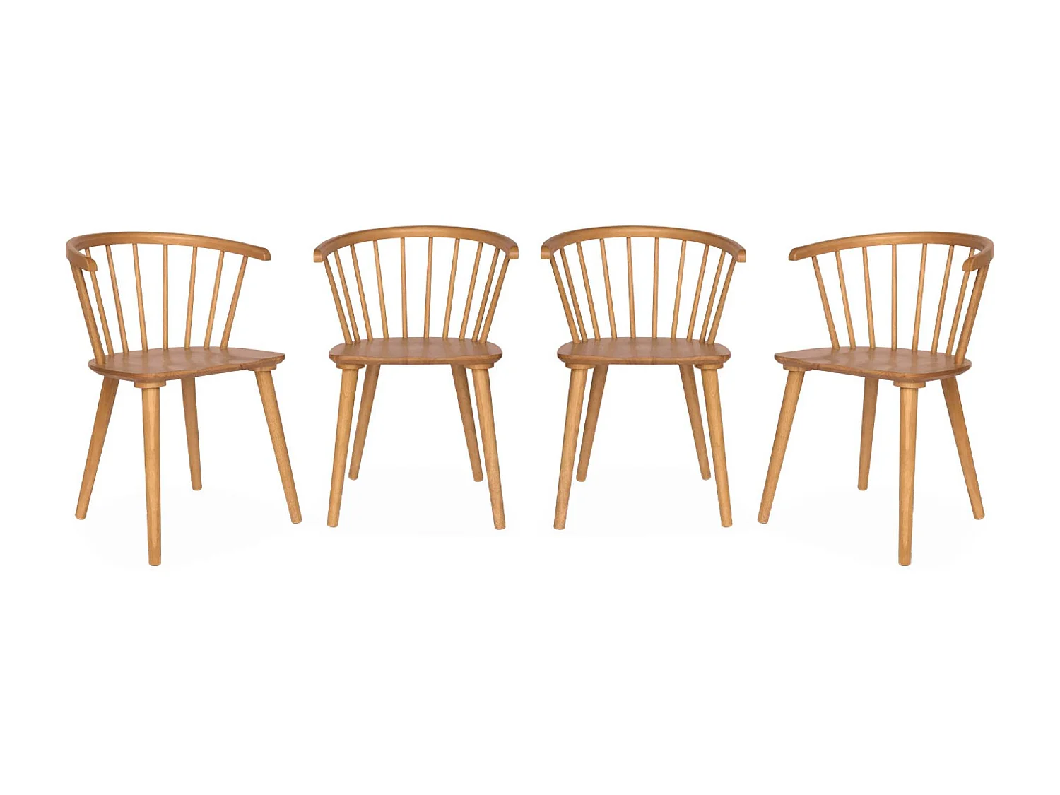 Silla de bar de madera y contrachapado, set de 4 natural