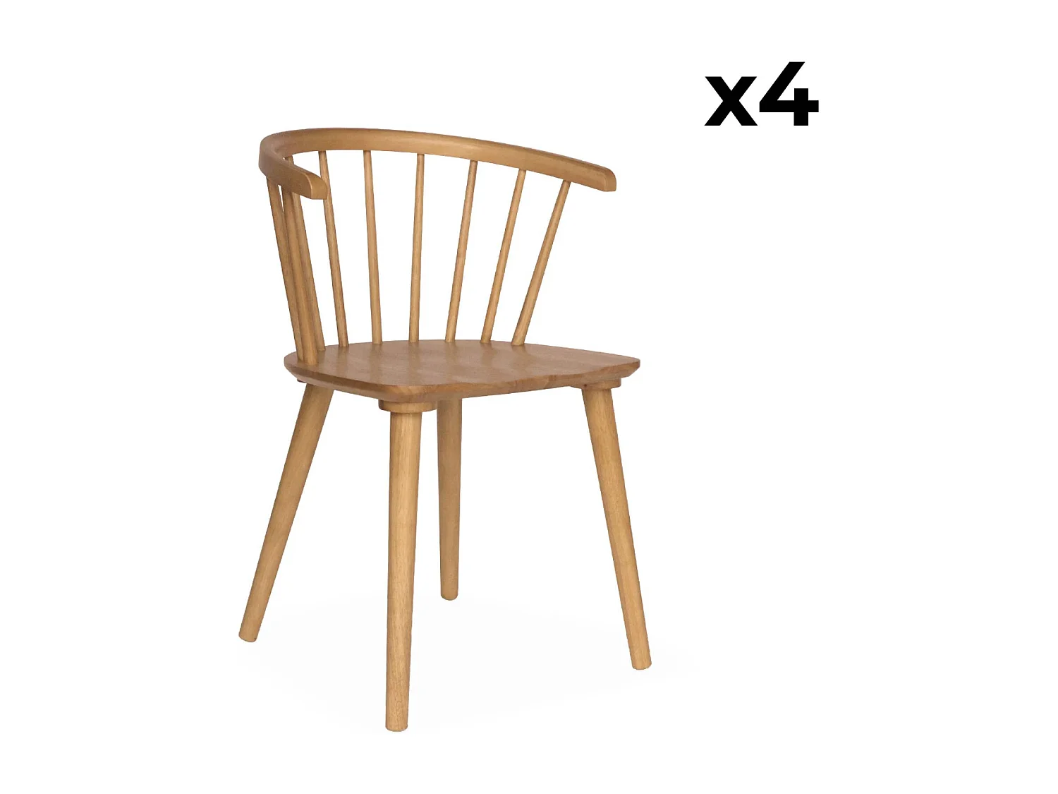 Silla de bar de madera y contrachapado, set de 4 natural